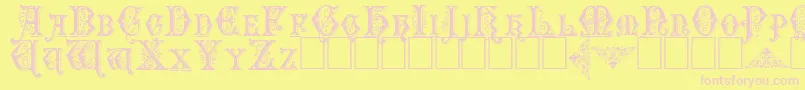 Emporium-Schriftart – Rosa Schriften auf gelbem Hintergrund