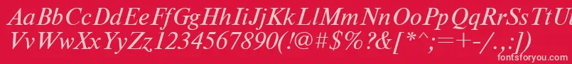 Nwti-Schriftart – Rosa Schriften auf rotem Hintergrund