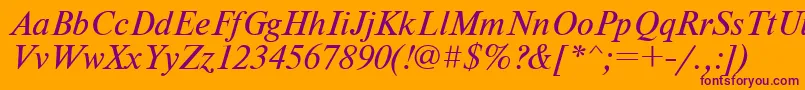 Nwti-Schriftart – Violette Schriften auf orangefarbenem Hintergrund
