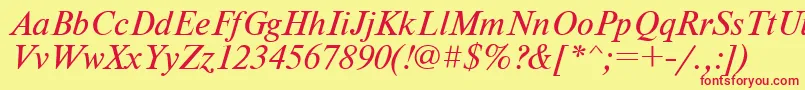 Nwti-fontti – punaiset fontit keltaisella taustalla