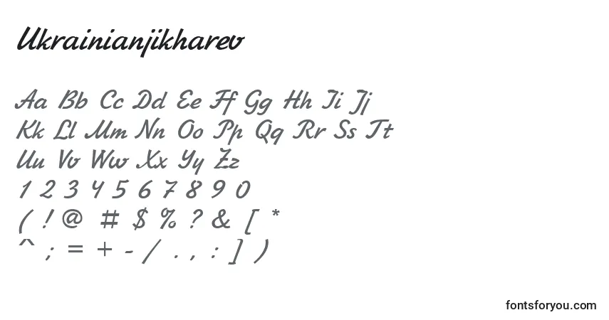Шрифт Ukrainianjikharev – алфавит, цифры, специальные символы