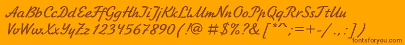 Ukrainianjikharev-Schriftart – Braune Schriften auf orangefarbenem Hintergrund