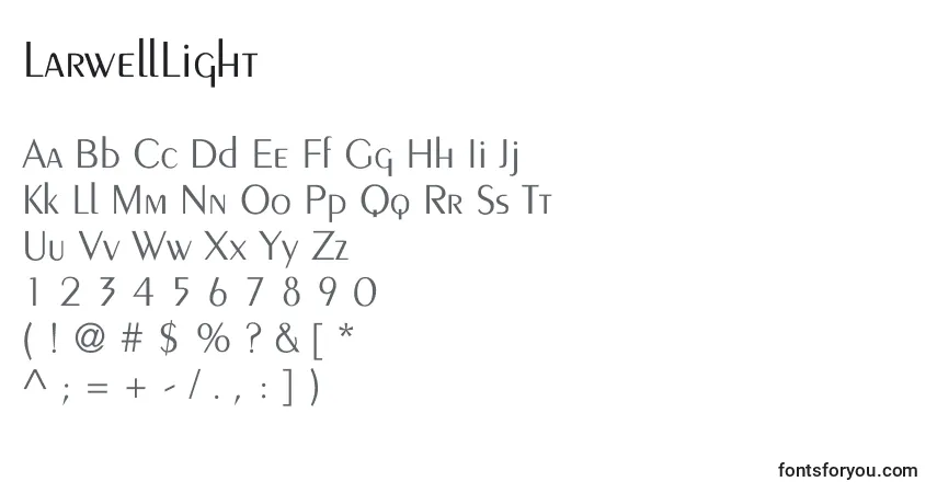 Czcionka LarwellLight – alfabet, cyfry, specjalne znaki