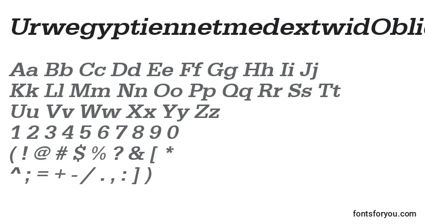 Шрифт UrwegyptiennetmedextwidOblique – алфавит, цифры, специальные символы