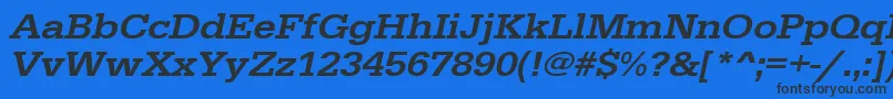 UrwegyptiennetmedextwidOblique Font – Black Fonts on Blue Background