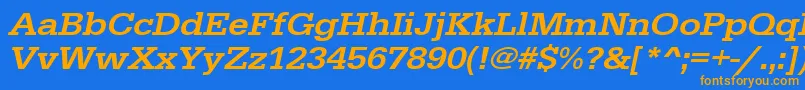 UrwegyptiennetmedextwidOblique Font – Orange Fonts on Blue Background