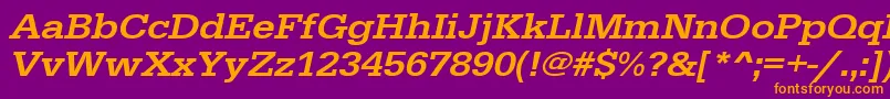 UrwegyptiennetmedextwidOblique-Schriftart – Orangefarbene Schriften auf violettem Hintergrund