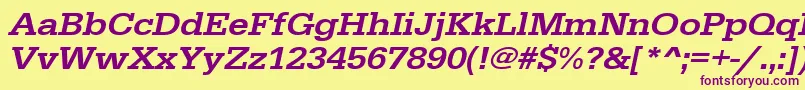 UrwegyptiennetmedextwidOblique Font – Purple Fonts on Yellow Background