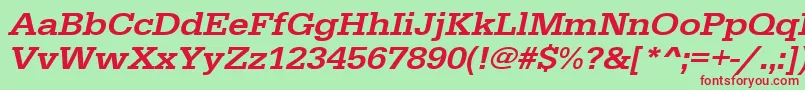 UrwegyptiennetmedextwidOblique Font – Red Fonts on Green Background