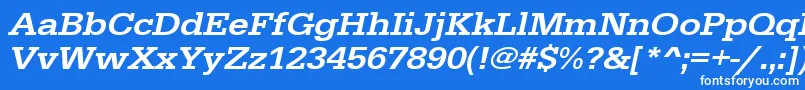 UrwegyptiennetmedextwidOblique-Schriftart – Weiße Schriften auf blauem Hintergrund