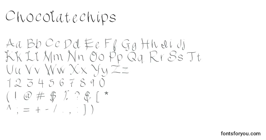 A fonte Chocolatechips – alfabeto, números, caracteres especiais