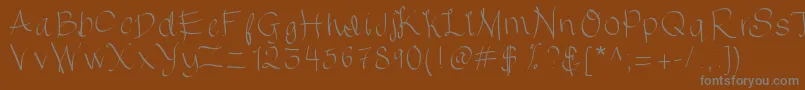 Chocolatechips-fontti – harmaat kirjasimet ruskealla taustalla