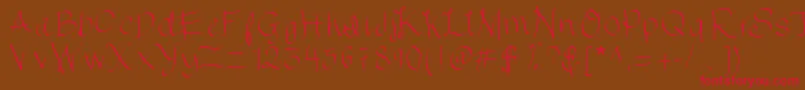 Chocolatechips-Schriftart – Rote Schriften auf braunem Hintergrund