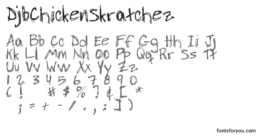 A fonte DjbChickenSkratchez – alfabeto, números, caracteres especiais
