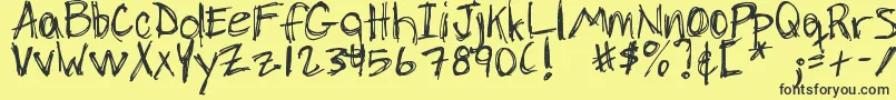 DjbChickenSkratchez Font – Black Fonts on Yellow Background