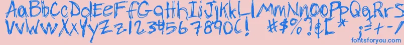 DjbChickenSkratchez Font – Blue Fonts on Pink Background