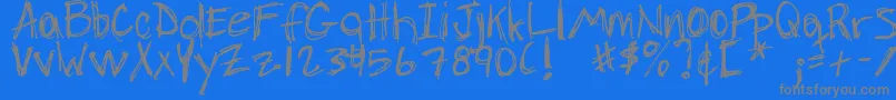 DjbChickenSkratchez Font – Gray Fonts on Blue Background