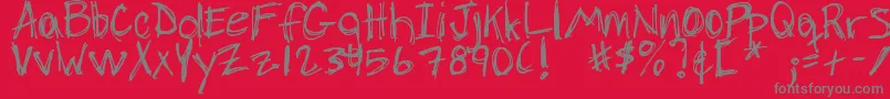 DjbChickenSkratchez Font – Gray Fonts on Red Background