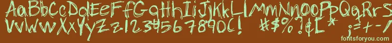 DjbChickenSkratchez Font – Green Fonts on Brown Background