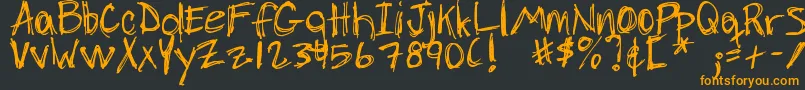 DjbChickenSkratchez Font – Orange Fonts on Black Background