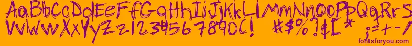 DjbChickenSkratchez Font – Purple Fonts on Orange Background