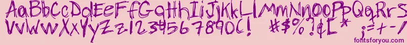 DjbChickenSkratchez Font – Purple Fonts on Pink Background