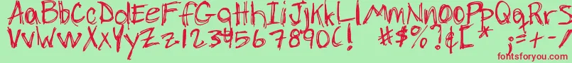 DjbChickenSkratchez Font – Red Fonts on Green Background