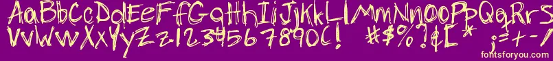 DjbChickenSkratchez Font – Yellow Fonts on Purple Background