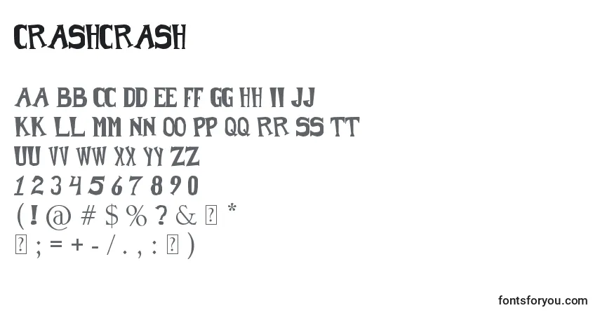 A fonte CrashCrash – alfabeto, números, caracteres especiais