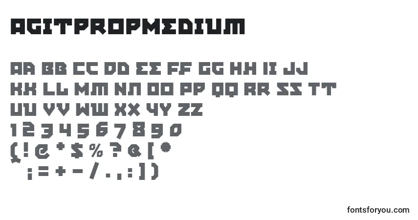 Czcionka AgitpropMedium – alfabet, cyfry, specjalne znaki