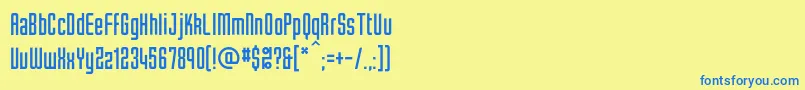 フォントTubec – 青い文字が黄色の背景にあります。