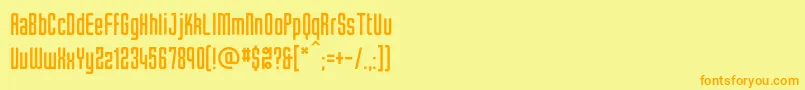 フォントTubec – オレンジの文字が黄色の背景にあります。