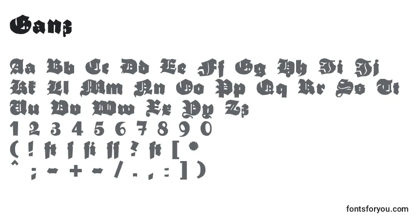Schriftart Ganz – Alphabet, Zahlen, spezielle Symbole