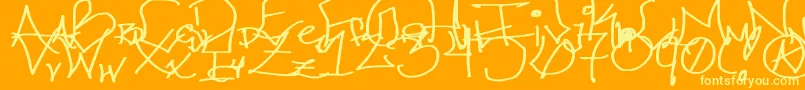 Chicagohoodzz-Schriftart – Gelbe Schriften auf orangefarbenem Hintergrund