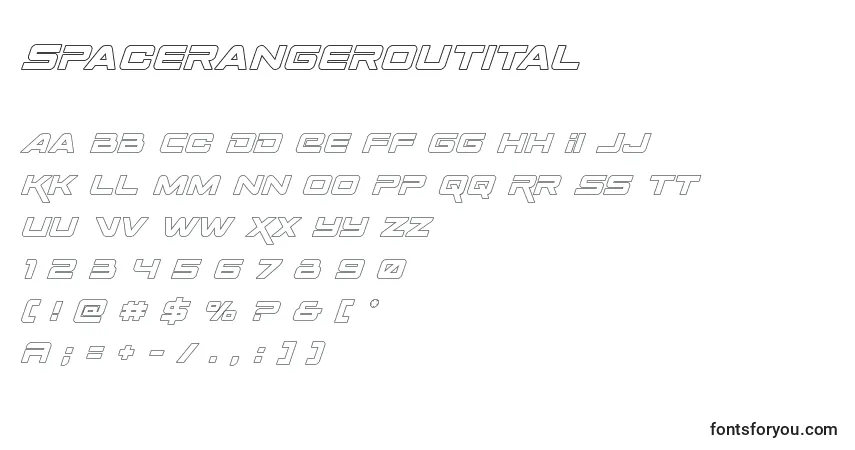 Шрифт Spacerangeroutital – алфавит, цифры, специальные символы