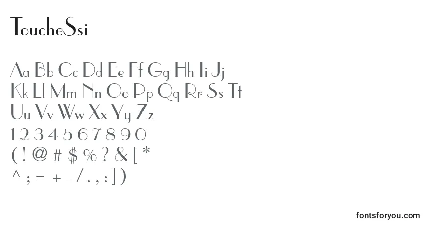 A fonte ToucheSsi – alfabeto, números, caracteres especiais