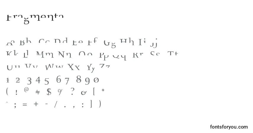 Schriftart Fragmenta – Alphabet, Zahlen, spezielle Symbole
