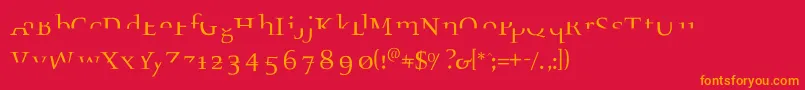 フォントFragmenta – 赤い背景にオレンジの文字