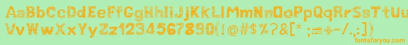 ManigueStaile-Schriftart – Orangefarbene Schriften auf grünem Hintergrund