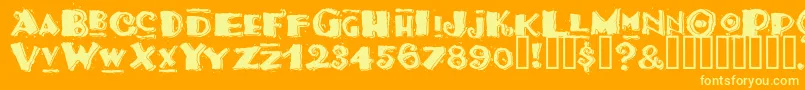 Tacom-Schriftart – Gelbe Schriften auf orangefarbenem Hintergrund