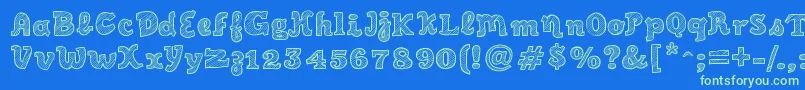 SketchScriptCool Font – Green Fonts on Blue Background