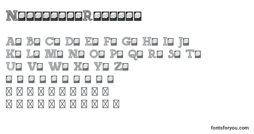 A fonte NeonserifRegular – alfabeto, números, caracteres especiais