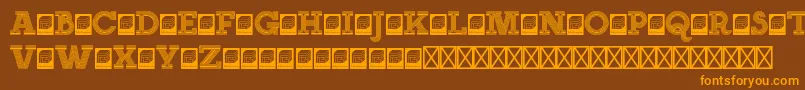 NeonserifRegular-Schriftart – Orangefarbene Schriften auf braunem Hintergrund