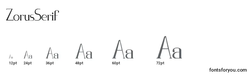 Размеры шрифта ZorusSerif