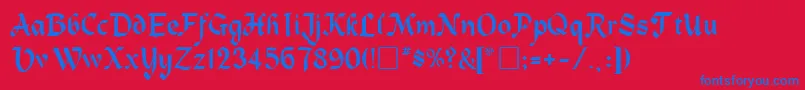 フォントTrosiaRegular – 赤い背景に青い文字