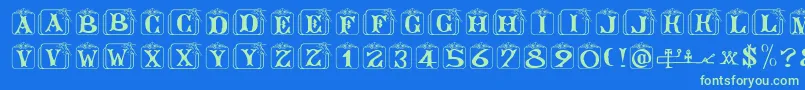 Angelots Font – Green Fonts on Blue Background