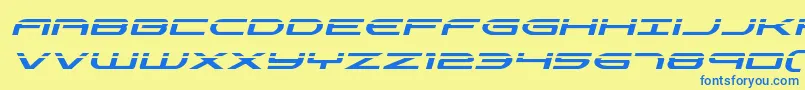 フォントAntietamlaserital – 青い文字が黄色の背景にあります。