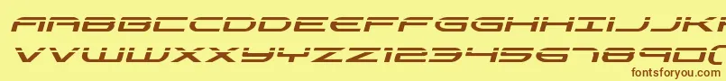 フォントAntietamlaserital – 茶色の文字が黄色の背景にあります。