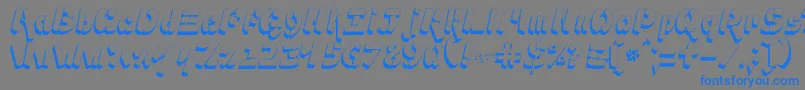 フォントAmpad3D2 – 灰色の背景に青い文字