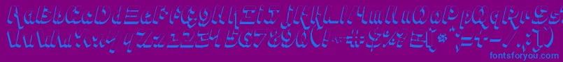 フォントAmpad3D2 – 紫色の背景に青い文字